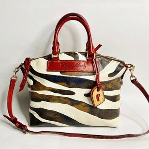 Dooney & Bourke Florentine Vachetta Zebra Print, Red Print Leather Tote Bag
